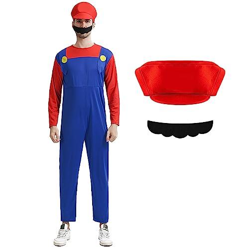 Kitimi Costume Adulto Bambino, Super Costumi Cappelli e Barbe, Decorazione del Costume di Carnevale Halloween Cosplay per Ragazzi, Ragazze e Bambini Adulti(Adulti - rosso M)