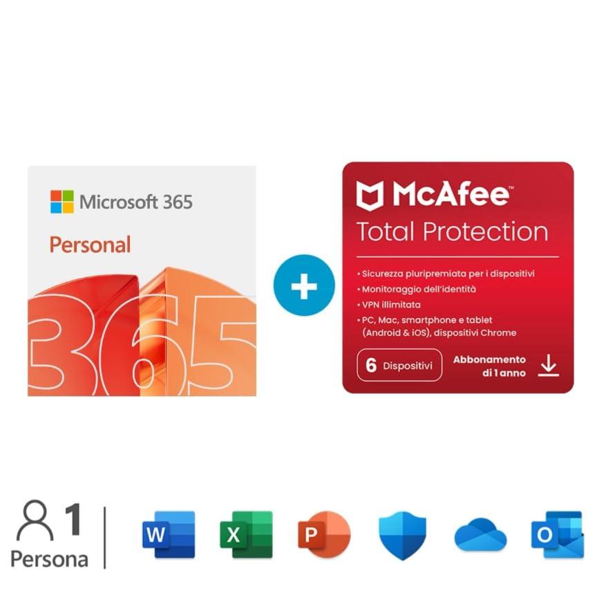 Microsoft 365 Personal + McAfee Total Protection (12 mesi)