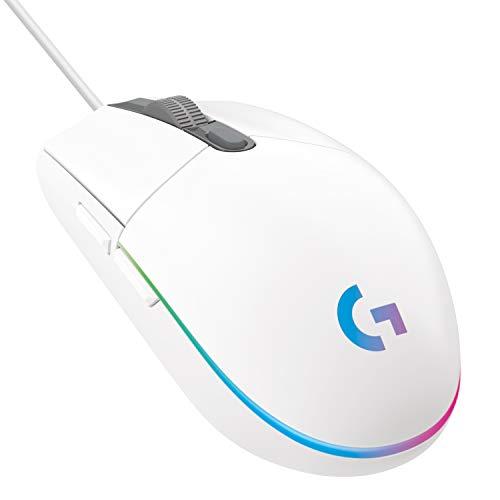 Logitech G203 LIGHTSYNC Mouse Gaming con Illuminazione RGB, Personalizzabile, 6 Pulsanti Programmabili, Sensore per Gaming, Tracciamento a 8.000 DPI, Peso Ridotto - Bianco