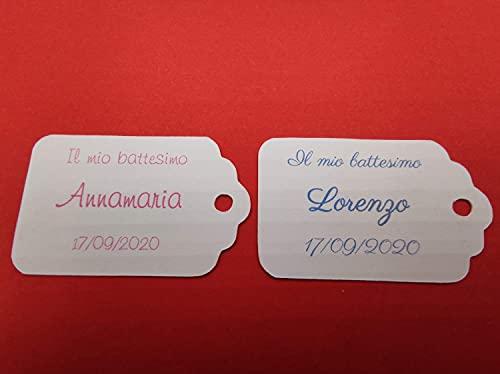 ArtigianeriA - Set di Etichette Personalizzate a Forma di Tag per Bomboniere Fai da Te