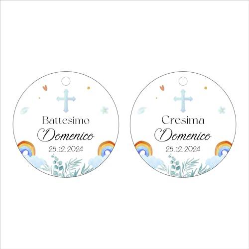 Etichette Personalizzate per Bomboniere - Battesimo e Cresima (Set da 20)