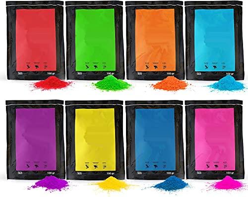 ANFEL Polvere Colorata Holi - Pacco da 800g (8 sacchetti da 100g)