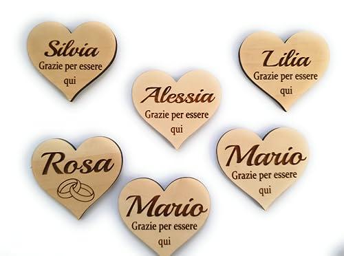 Segnaposto Cuore in Legno Personalizzati - Bomboniere Speciali per Ogni Occasione (Set da 10)