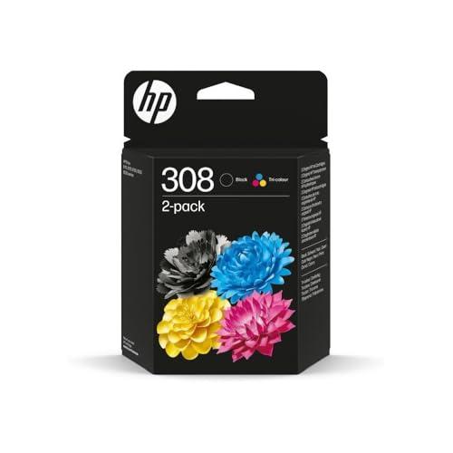 HP 308 Confezione da 2 Cartucce d'Inchiostro Originali Nero/Tre Colori