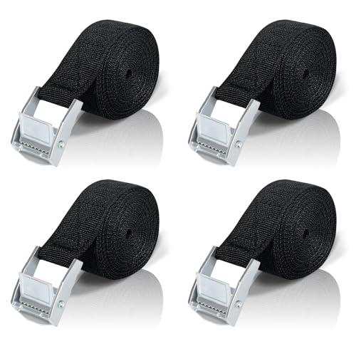 Cinghia di Ancoraggio 3M, 4 Pezzi Carico Cinghie di Tensione con Fibbia, Professionali Cinghie di Carico Regolabili per Kayak, Tavola da Surf, Canoa, Bici, Moto - Portata 250kg, Cinghia di Fissaggio