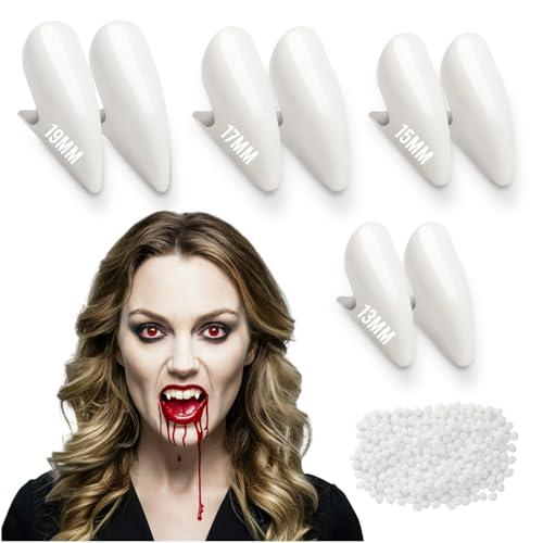 FESTICY Set 4 Paia Denti Vampiro Riutilizzabili con Colla