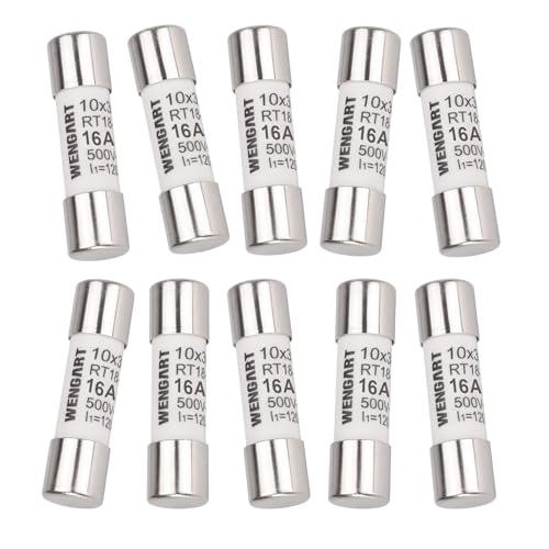 Wengart Inserto fusibile a cilindro AC RT18-32 (RO15), 10 pezzi, 10 x 38 mm, AC500V, 16A