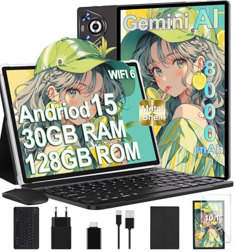 Tablet Android 15, 30GB RAM, 128GB ROM, 10 Pollici - Nero