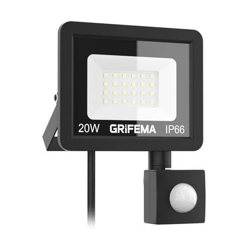 GRIFEMA Faretto LED da Esterno con Sensore di Movimento 20W