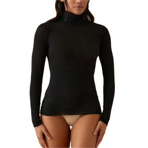 JADEA Maglia Donna Dolcevita Manica Lunga in Modal e Cashmere Nero Taglia L