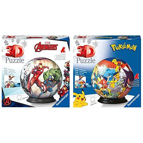 Ravensburger - 3D Puzzle Avengers, Puzzle Ball, 72 Pezzi, 6+ Anni & 3D Puzzle Personaggi Pokémon, Puzzle Ball, 72 Pezzi, 6+ Anni