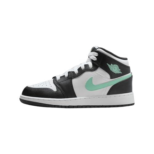Jordan Big Kid's 1 Mid White/Green Glow-Black (DQ8423 103)