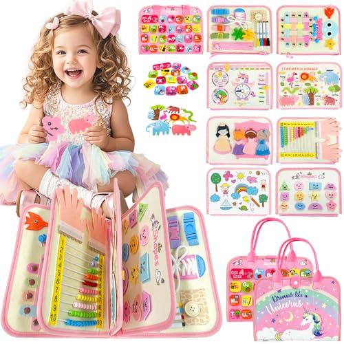 Sumtoco Busy Board Unicorno - Libro Montessori Interattivo per Bambini 1-5 Anni