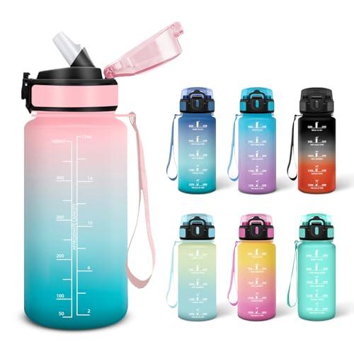 Motswedi Borraccia Motivazionale Rosa&Ciano 0.5L con Cannuccia e Indicatore Orario