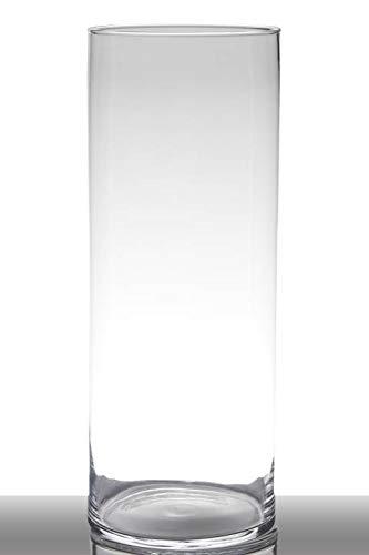 INNA-Glas Vaso da Pavimento in Vetro Sansa, Cilindro/Rotondo, Trasparente, 50cm, Ø 19cm - Portacandela Decorativo/Portalumino in Vetro