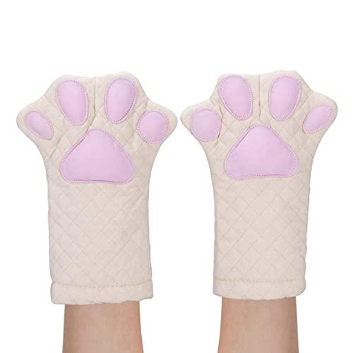 Guanti da forno, design carino divertente gatto resistente al calore guanti da cucina fodera in cotone trapuntato, guanti resistenti al calore, guanti per grigliare e cuocere guanti da forno guanti da