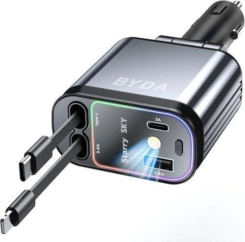 Caricabatteria da Auto Retrattile USB C 4 in 1