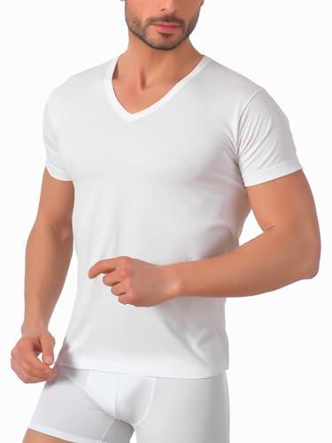 Liabel 3 Pz Maglietta Uomo Intima Cotone100% Premium ComfortFit | Morbidezza e Traspirabilità | T Shirt Uomo Ideale per Tutte Le attività (IT, Testo, L, Regular, Regular, 3 Pz Bianco - Scollo a V)