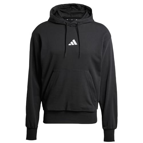 Adidas Essentials FEELCOZY French Terry Hoodie Uomo, Nero/Bianco