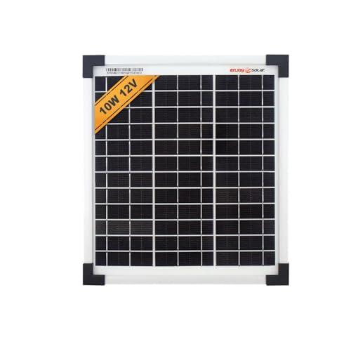 Enjoysolar Mono 10W Pannello Solare Monocristallino 12V per Camper, Giardino e Nautica