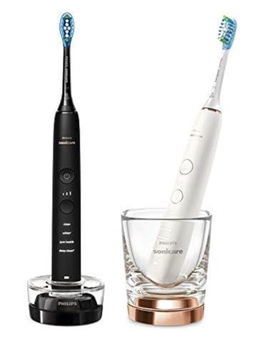 Philips Sonicare DiamondClean 9000 - Confezione doppia di spazzolini elettrici sonici, nero + oro rosa