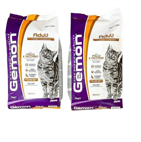 Gemon Gatto Adult-Crocchette con Pollo e Tacchino-OFFERTA- 2 CONFEZIONI DA 2 KG-Alimento Completo Per Gatti Adulti.