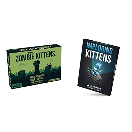 Exploding Kittens - Zombie Kittens - Gioco di Carte, Party Game, 2-5 Giocatori, 7+ Anni, Edizione in Italiano & Imploding Kittens, Espansione Gioco di Carte Exploding Kittens