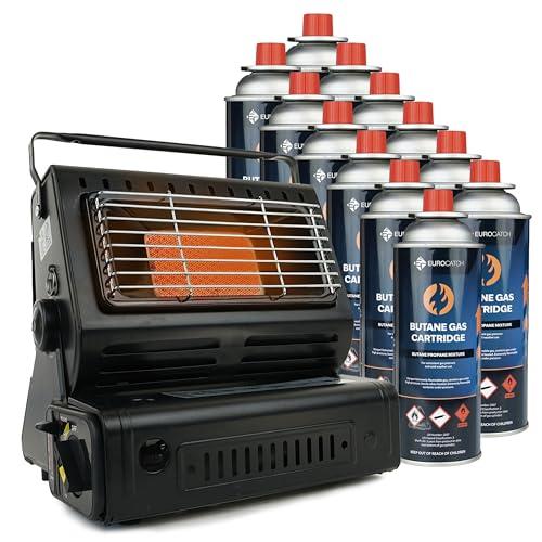 Eurocatch Stufa a Gas Portatile con 12 Cartucce di Butano Incluse