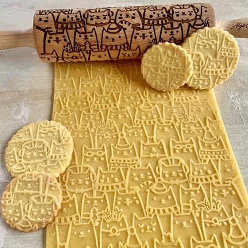 GATTI DI NATALE Mattarello Decorativo per Biscotti di Algis Crafts