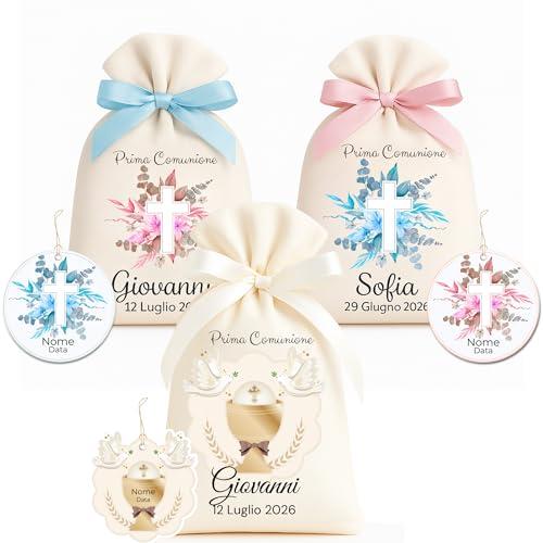 Sacchetti Prima Comunione Personalizzati - Set 10 Pz con Bigliettini