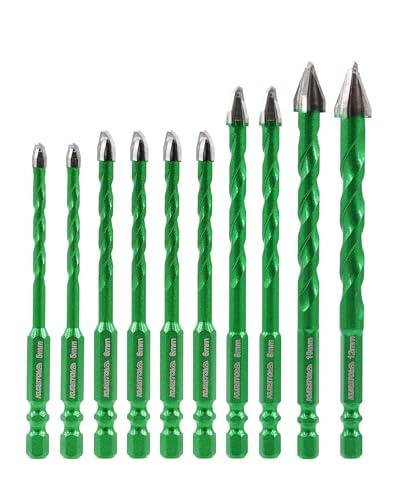 KURSTOL Set di 10 Punte per Trapano Multimateriale con Attacco Esagonale