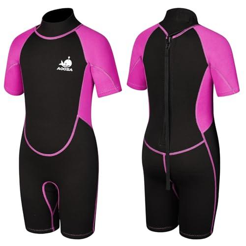 AOOSA Muta in Neoprene per Bambini, 2.5mm, Rosso Rosa, XL