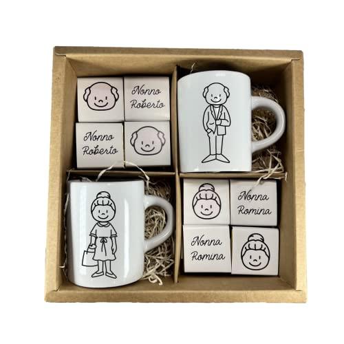 Set 2 Tazzine Caffè Personalizzate Nonni con Cioccolatini