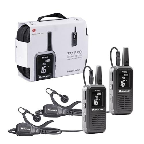 Midland 777 Pro Lot De 2 Walkie-Talkies PMR446 + LPD - Écran Numérique, 14h Autonomie, Noir