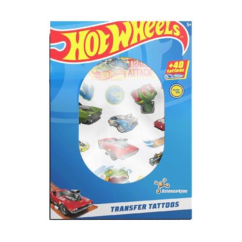 Science4you Tatuaggi Temporanei Hot Wheels - 40 Tatuaggi Trasferibili per Bambini