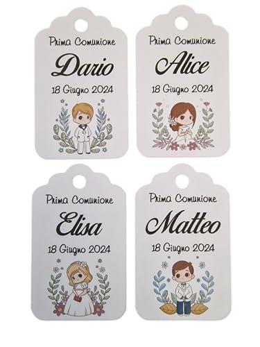 ArtigianeriA - Set di 20 (o più) ETICHETTE personalizzate per la PRIMA COMUNIONE. Soggetto a scelta