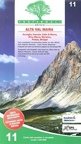 Carta n. 11. Alta valle Varaita, alta valle Maira. Carta dei sentieri e stradale 1:25.000 [Lingua inglese]