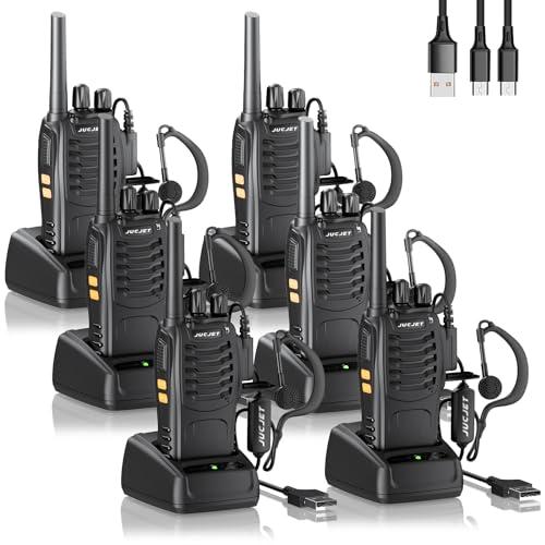 Walkie Talkie JUCJET 88E, Radio PMR446 con Auricolare (Black-6)