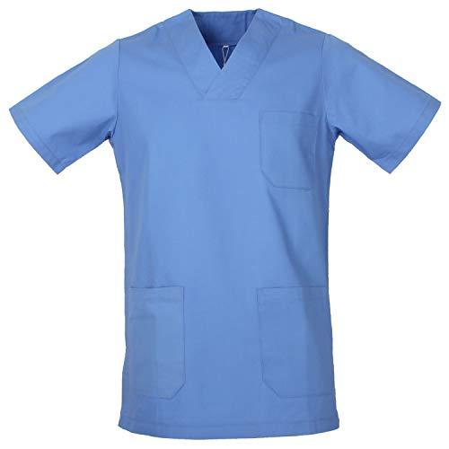 MISEMIYA - Abbigliamento Lavoro Unisex Collo Picco Maniche Corte - Ref.817 - Cielo Blu - Small