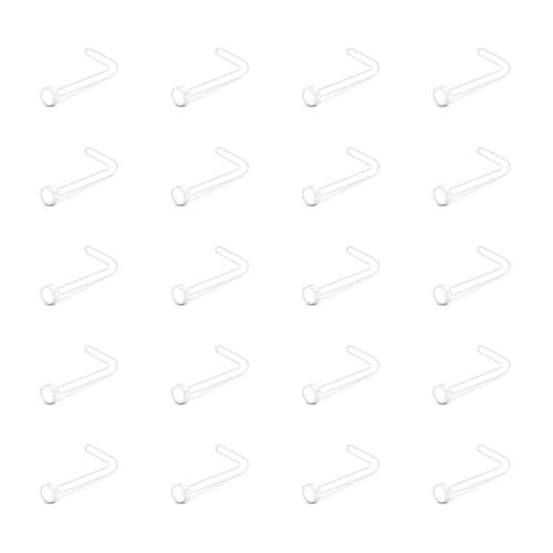 LAURITAMI 20 pezzi Piercing Naso a L in Plastica Chiari