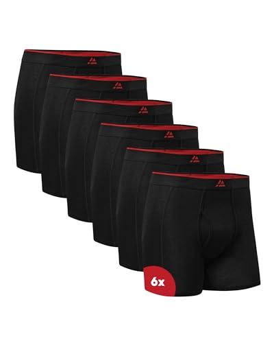 DANISH ENDURANCE 6 Boxer Uomo in bambù, Morbidi, con o Senza Apertura Frontale, Intimo Uomo Classico, Nero Tasca, XL