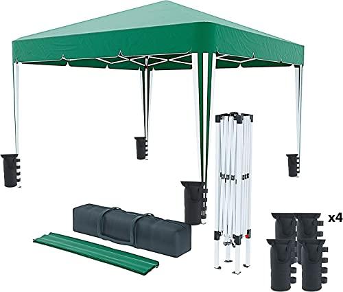 Gazebo Pieghevole 3x3m Verde - Ideale per Giardino, Campeggio e Fiere