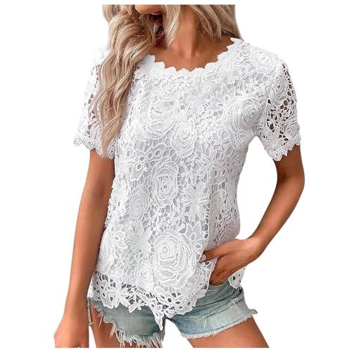 Top Donna in Pizzo Uncinetto Bonprix Bianco XXL
