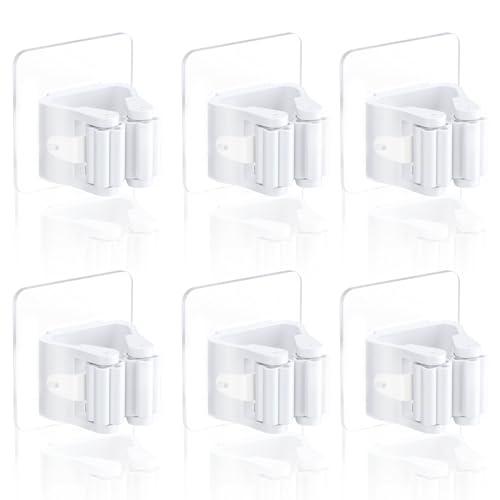 WENRENMK 6 Pezzi Porta Scope Parete, Appendi Scope a Muro, Salvaspazio e Organizzazione Domestica