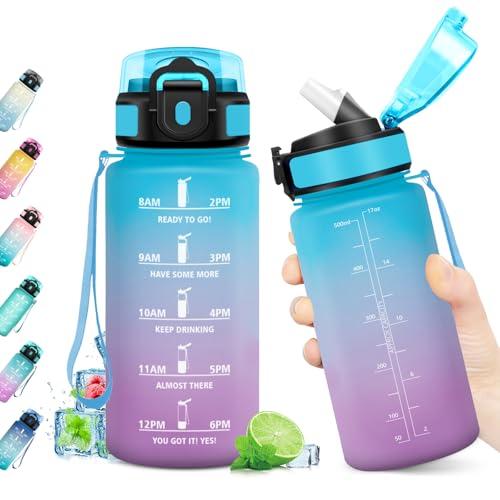 Borraccia Motivazionale con Cannuccia e Marcatori Temporali - 500ml