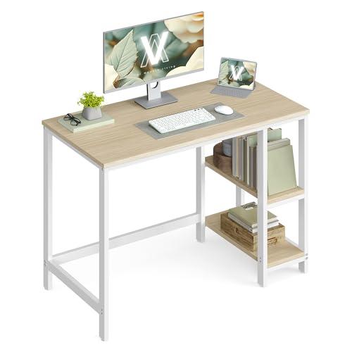 VASAGLE Scrivania per Computer Beige Naturale e Bianco Perla 100x50 cm