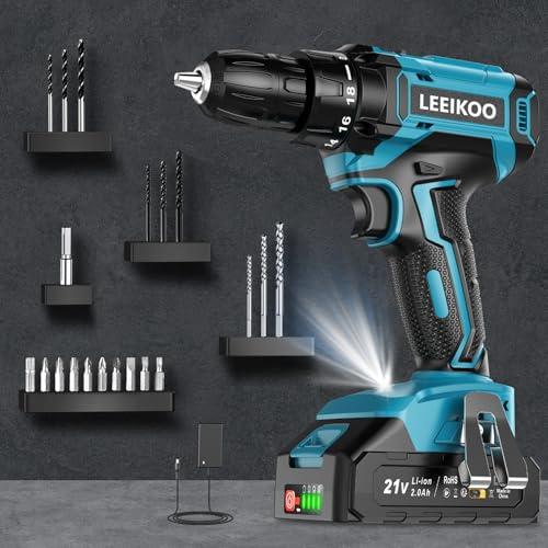 Trapano Avvitatore a Batteria 21V LEEIKOO con Accessori