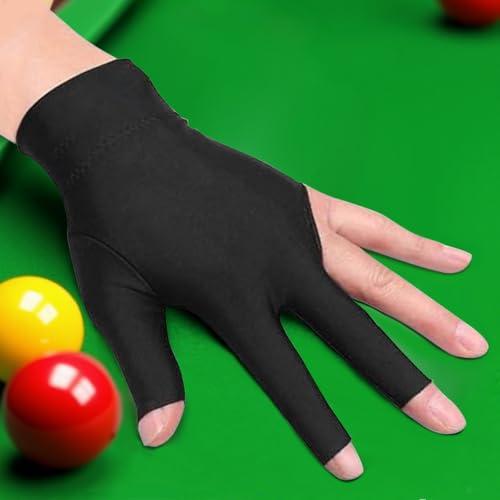 Guanti da biliardo con dita aperte, guanti da biliardo in spandex per mano sinistra, adatti per uomini e donne (nero)