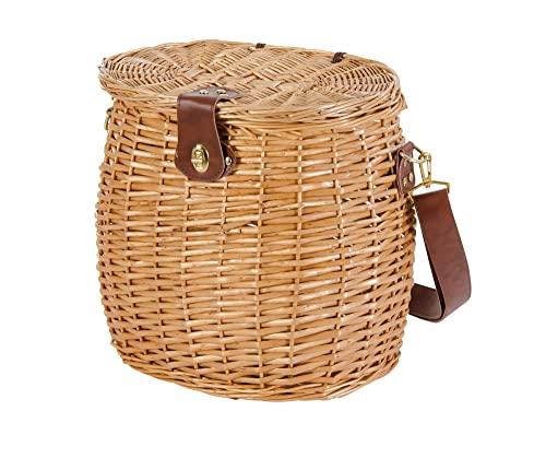 Cesto Portafunghi in Vimini con Coperchio e Tracolla Verdelook