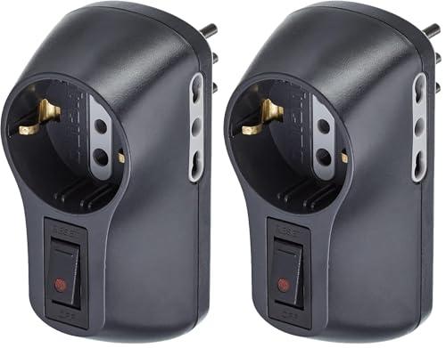 BTicino S3610DB Kit Adattatore Safe 1 Presa Standard Tedesca e 2 Prese 10A con Interruttore di Sicurezza Luminoso